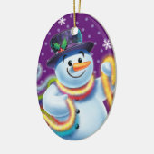 クリスマスツリーの装飾雪だるま&ティンセル。 セラミックオーナメント (左)