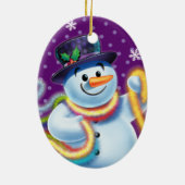クリスマスツリーの装飾雪だるま&ティンセル。 セラミックオーナメント (裏面)