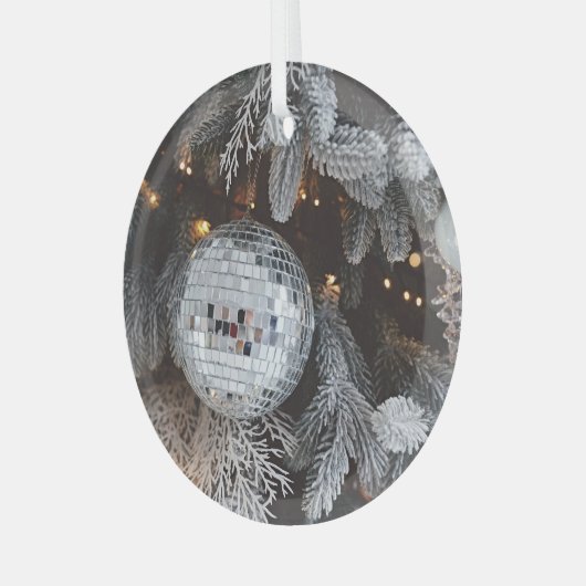 クリスマスツリーの装飾、フェスティバルの光の背景 ガラスオーナメント (正面左)