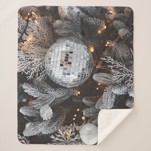 クリスマスツリーの装飾、フェスティバルの光の背景 シェルパブランケット (正面)