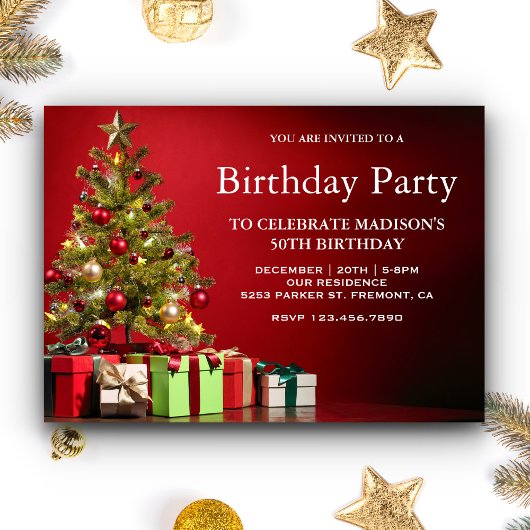 クリスマスツリーの誕生日パーティー 招待状