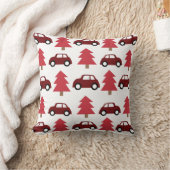 クリスマスツリーの赤いおもちゃの車 クッション (ブランケット)