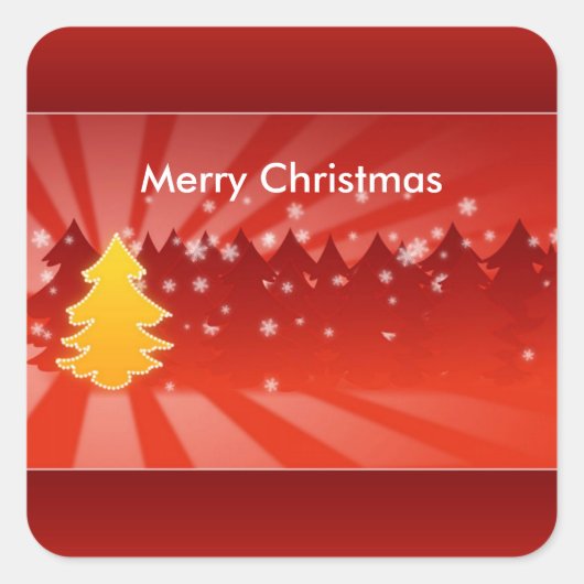 クリスマスツリーの赤いシール スクエアシール (正面)