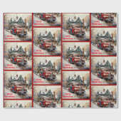 クリスマスツリーの赤いトラックのギフトを取得する時間 ラッピングペーパー (フラット)