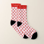 クリスマスツリーの赤いパタパーソナライズされたーン名 ソックス (ペア)