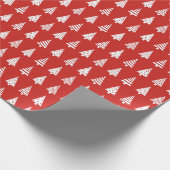 クリスマスツリーの赤いパターン ラッピングペーパー (角)