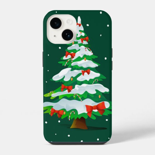 クリスマスツリーの赤いリボン iPhoneケース (裏面)