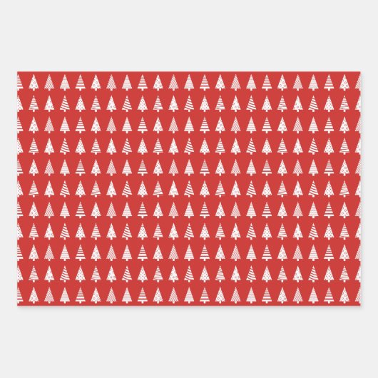 クリスマスツリーの赤い緑の青のパターン ラッピングペーパーシート (正面)