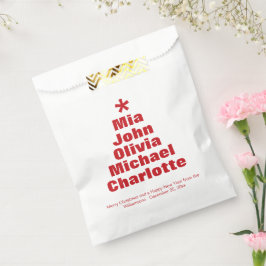 クリスマスツリーの赤と白カスタムの家族の名前 フェイバーバッグ