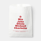 クリスマスツリーの赤と白カスタムの家族の名前 フェイバーバッグ (正面)