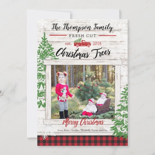 クリスマスツリーの農場の休日の写真カード 招待状 (正面)
