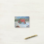 クリスマスツリーの農場の旧式なトラクター ポストイット (デスク上)