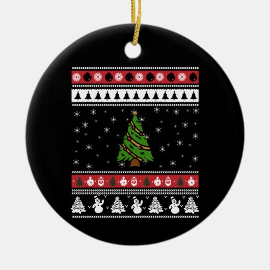 クリスマスツリーの醜いクリスマス セラミックオーナメント (正面)