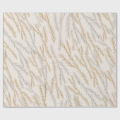 クリスマスツリーの金ゴールドと銀の枝のパターン ラッピングペーパー (フラット)