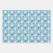 クリスマスツリーの雪だるまのスレッドのギフトベル ラッピングペーパーシート (正面)