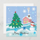 クリスマスツリーの雪だるま シーズンカード (正面/裏面)