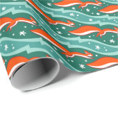 クリスマスツリーの雪の中で跳ぶリスたち ラッピングペーパー (ロールコーナー)