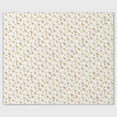 クリスマスツリーの雪の模様。 ゴールド×ホワイト ラッピングペーパー (フラット)