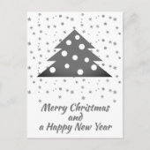 クリスマスツリーの雪の結晶 おめでとう 楽しいスクリプト シーズンポストカード (正面)