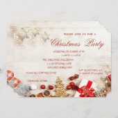 クリスマスツリーの雪の結晶、会社のクリスマスパーティー 招待状 (正面/裏面)