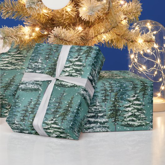 クリスマスツリーの雪景色 ラッピングペーパー (クリスマス)