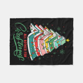 クリスマスツリーの電気がついてる本全部予約済み フリースブランケット (正面(横))