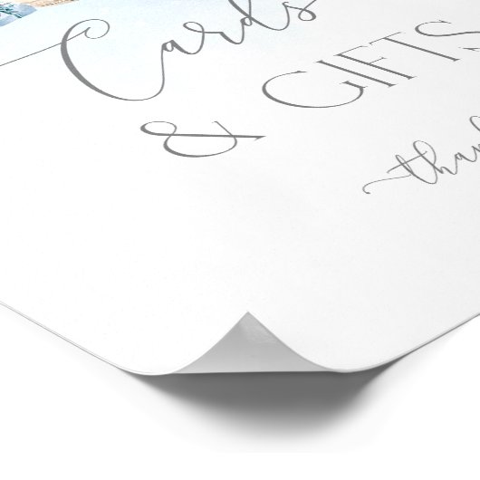 クリスマスツリーの青いカードとギフトポスター ポスター (角)