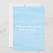 クリスマスツリーの青いグリッターとファー アイススケート シーズンカード (裏面)