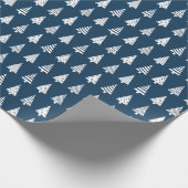 クリスマスツリーの青いパターン ラッピングペーパー (角)