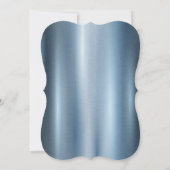 クリスマスツリーの青いメタリックパーティー 招待状 (裏面)