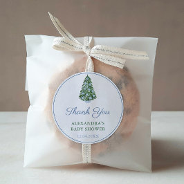 クリスマスツリーの青い方に感謝 ラウンドシール