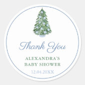 クリスマスツリーの青い方に感謝 ラウンドシール (正面)