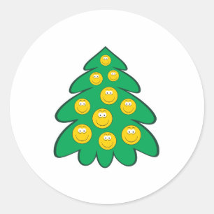 クリスマスツリーの顔 ラウンドシール