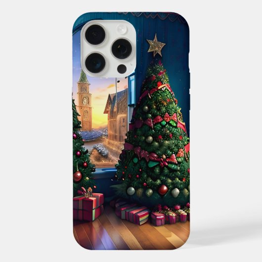 クリスマスツリーの風景 iPhoneケース (裏面)