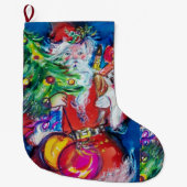 クリスマスツリーの風船とギフト付きサンタ ラージクリスマスストッキング (正面)