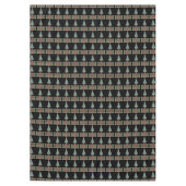 クリスマスツリーの飾り付けに赤い鐘を黒く飾る テーブルクロス (正面)