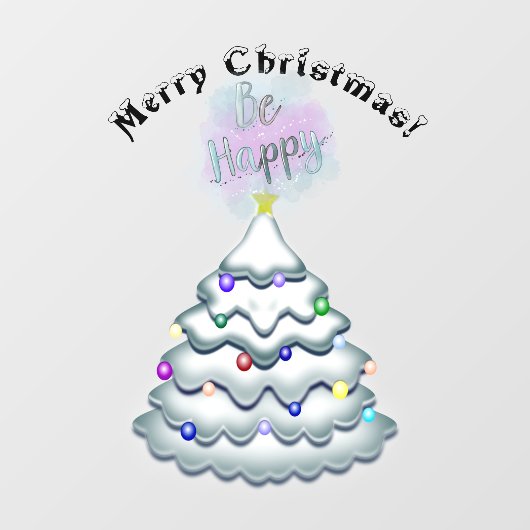 クリスマスツリーの飾り付けハッピーカスタマー ウィンドウサイン (シート)