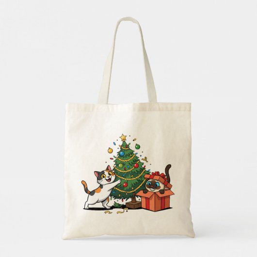 クリスマスツリーの飾り付け トートバッグ (裏面)