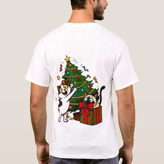 クリスマスツリーの飾り付け Tシャツ (裏面)