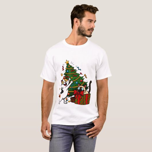 クリスマスツリーの飾り付け Tシャツ (正面フル)