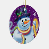 クリスマスツリーの飾り雪だるま&ティンセル。 セラミックオーナメント (右)