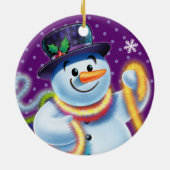 クリスマスツリーの飾り雪だるま&ティンセル。 セラミックオーナメント (裏面)