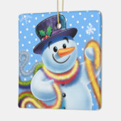 クリスマスツリーの飾り雪だるま&ティンセル。 セラミックオーナメント (左)