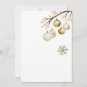 クリスマスツリーの飾り ゴールド スノーフレーク 洗礼 招待状 (裏面)