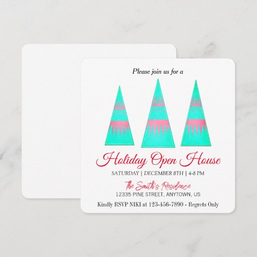 クリスマスツリーの飾り　ホリデーカード シーズンカード (正面/裏面)