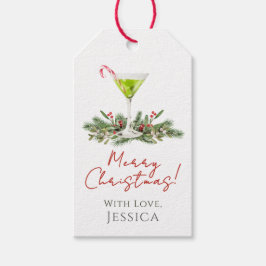 クリスマスツリーの飾り ミント味のカクテルとキスする木 ギフトタグ