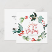 クリスマスツリーの飾り リースのグリーティング シーズンカード (正面/裏面)