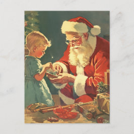 クリスマスツリーの魔法のサンタ ポストカード