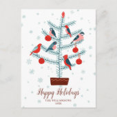 クリスマスツリーの鳥ハッピーホリデーファミリーフォト ポストカード (正面)
