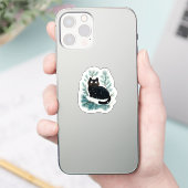 クリスマスツリーの黒猫かわいい シール (スマートフォン)